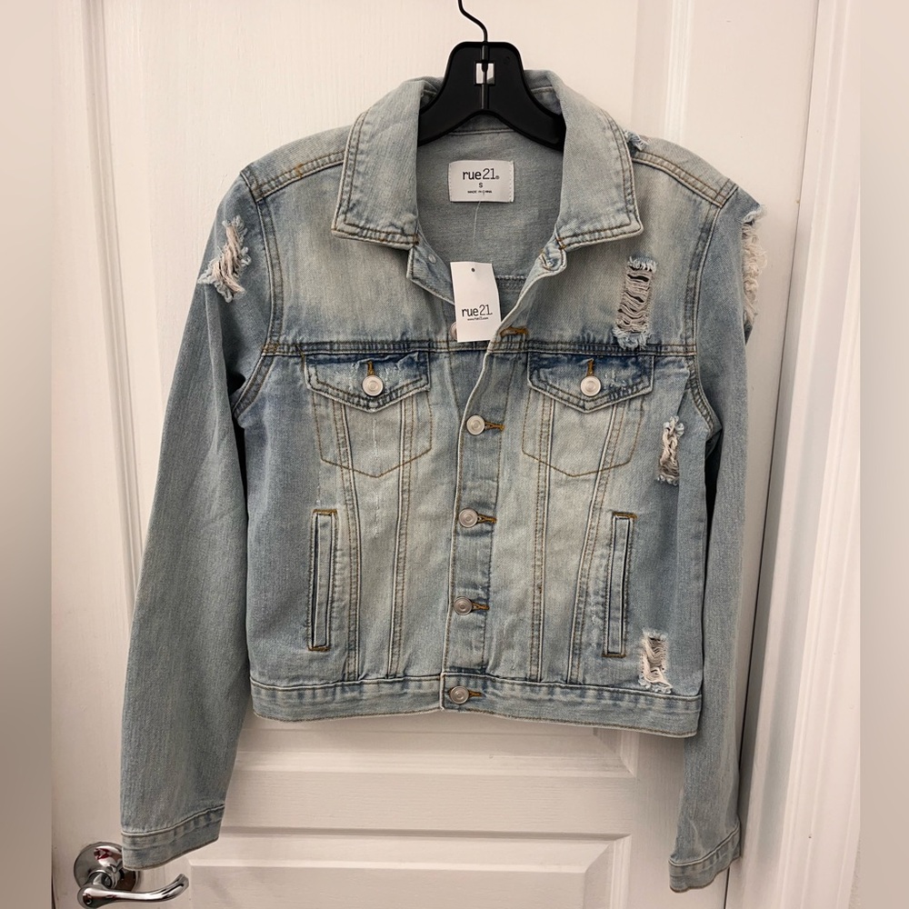 Ripped light washed Jean Jacket